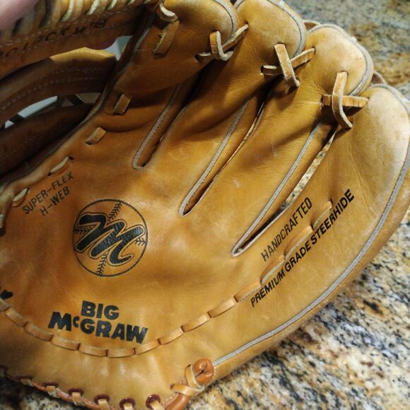 Big Mcgraw Brown Leather Right Hand Throw Baseball Glove Super Flex Pro Lock 174 - Picture 6 of 13